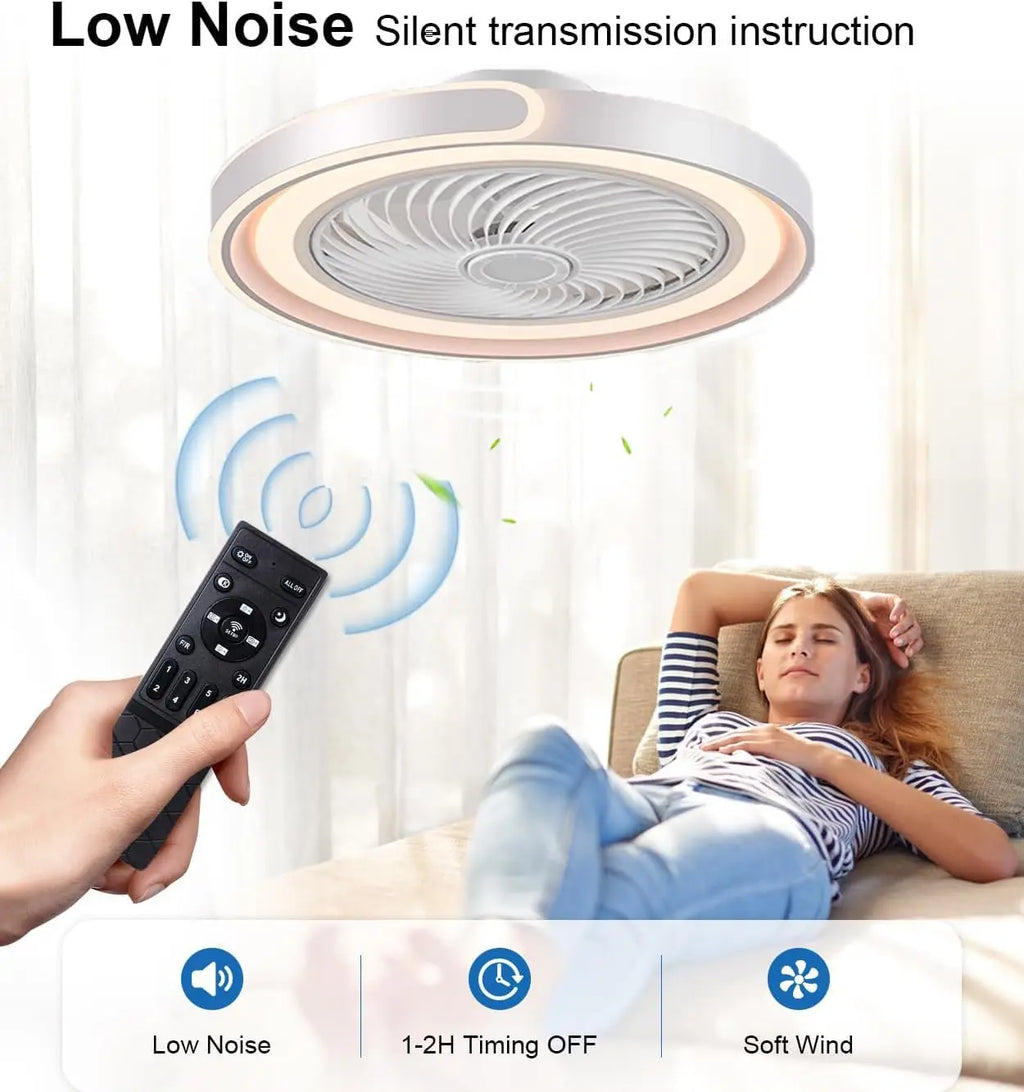 Ventilatore da soffitto LED con telecomando e APP, dimmerabile, 6 velocità, 50x20 cm, Tetipa