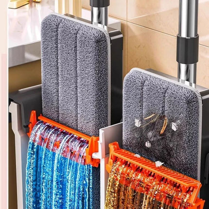 Set Mocio Piatto Mani Libere JOYBOS 40cm con Secchio, Lavapavimenti Rotante, Microfibra Lavabile per Bagno, Toilette e Casa