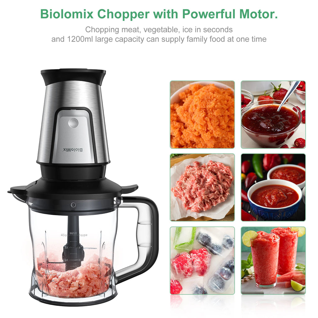 BioloMix 700W 3-in-1 Multifunktionaler tragbarer Küchenroboter Entsafter Mixer Smoothie Mixer Lebensmittelhacker Trockenmühle für die Küche