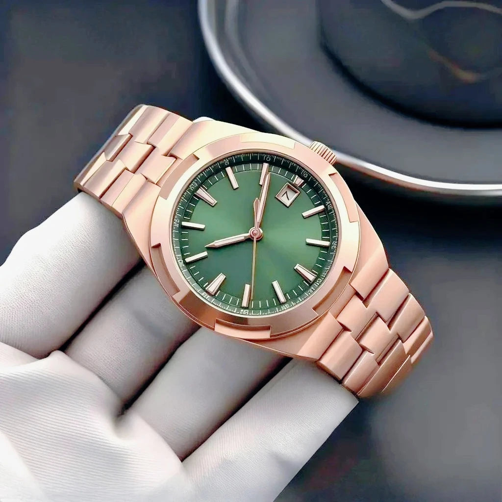 Moderne und elegante Herren-Sportuhren mit automatischem mechanischem Uhrwerk, präzisem und zuverlässigem Uhrwerk, internationalem Reise-Stil, schwarzem und blauem Zifferblatt