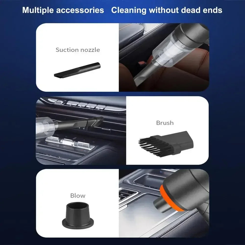 Akku-Auto-Staubsauger 9000Pa USB-Aufladung 1200mAh Tragbares Reinigungsgerät Mini-Nass- und Trockensauger für den Heimgebrauch
