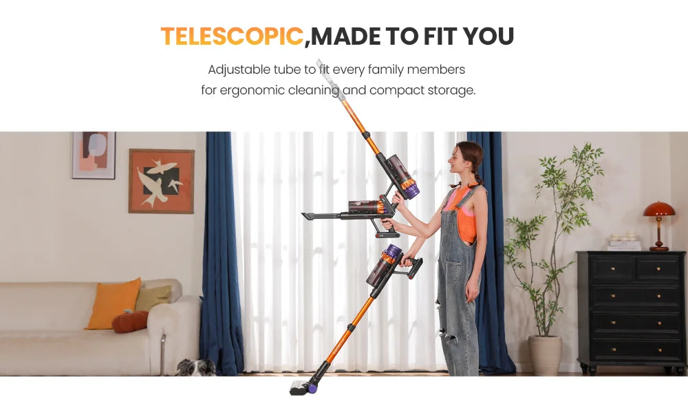 Erabros EV5 550W 70KPA Cordless Vacuum Cleaner with Ultra-Strong Suction Power, 80 Minutes Runtime, Smart Handheld Vacuum with 4 Modes