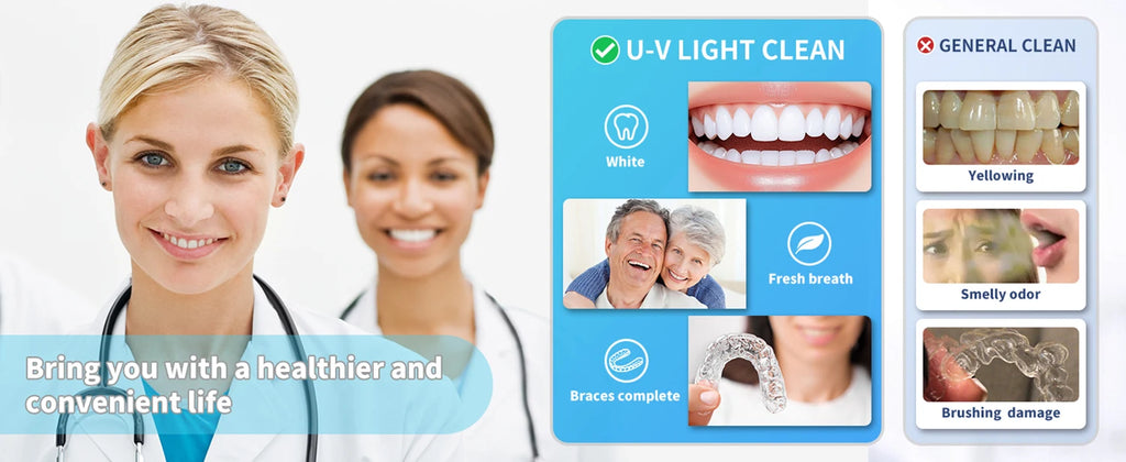 KUNPHY Ultraschallreiniger Schmuckreinigungsset UV-Licht-Sterilisations-Sonic 48kHz für Uhren, Kontaktlinsen, Brillen, Zahnersatz, Zähne