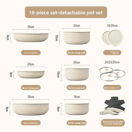 Set di pentole GIYOCA con manici rimovibili, antiaderenti in ceramica, senza PFOS e PFOA, adatti per induzione/forno/lavastoviglie, compatibili con tutti i tipi di fornelli, idea regalo per la cucina.