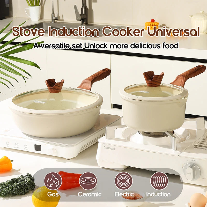 DONNOR 21 Pezzi Set di Pentole in Ceramica Set di Pentole e Padelle Antiaderenti Set da Cucina con Utensili e Protezioni per Padelle JT529