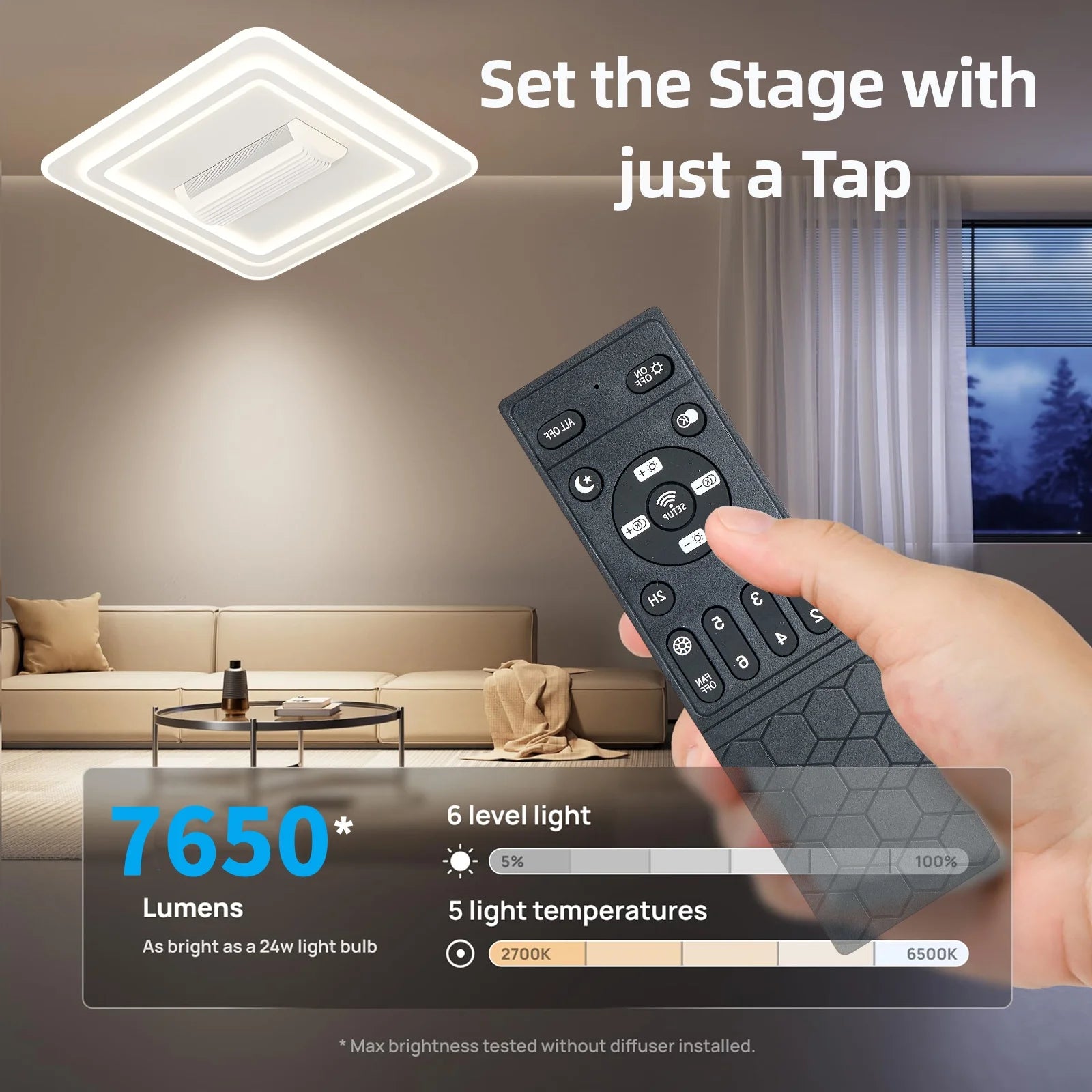 IRALAN LED Ventilatore da soffitto invisibile senza lama Smart Home Illuminazione infinitamente regolabile Decorazione Soggiorno Camera da letto Lampada da interno