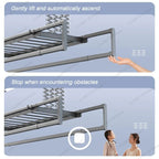 Home Balcone Elettrico Telecomando Sollevamento Stendibiancheria Lega di alluminio Illuminazione Asciugatura Stendibiancheria pieghevole