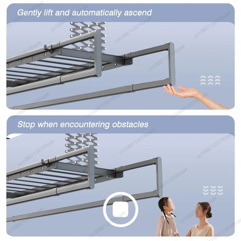 Home Balcone Elettrico Telecomando Sollevamento Stendibiancheria Lega di alluminio Illuminazione Asciugatura Stendibiancheria pieghevole