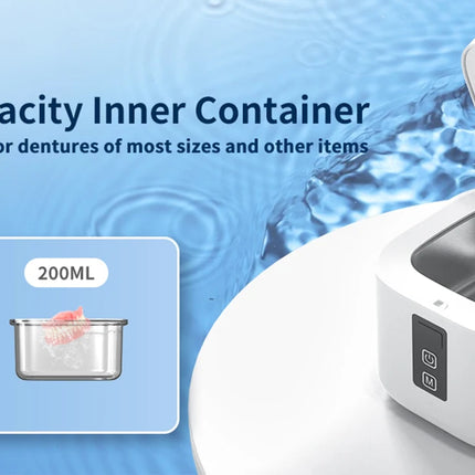 KUNPHY Detergente per fermi a ultrasuoni dentali con luce UV, timer digitale, per dentiere, paradenti, allineatori, protezione notturna, 300 ml