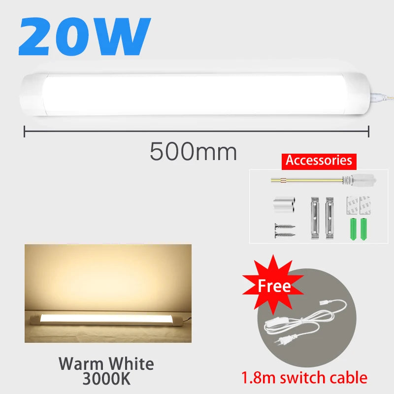 Luci a led Lampada da cucina sotto l'armadio A85-220V 10w 20w Tubo a led super luminoso con linea di interruttori da 1,8 m per lampade da interno per la camera da letto di casa