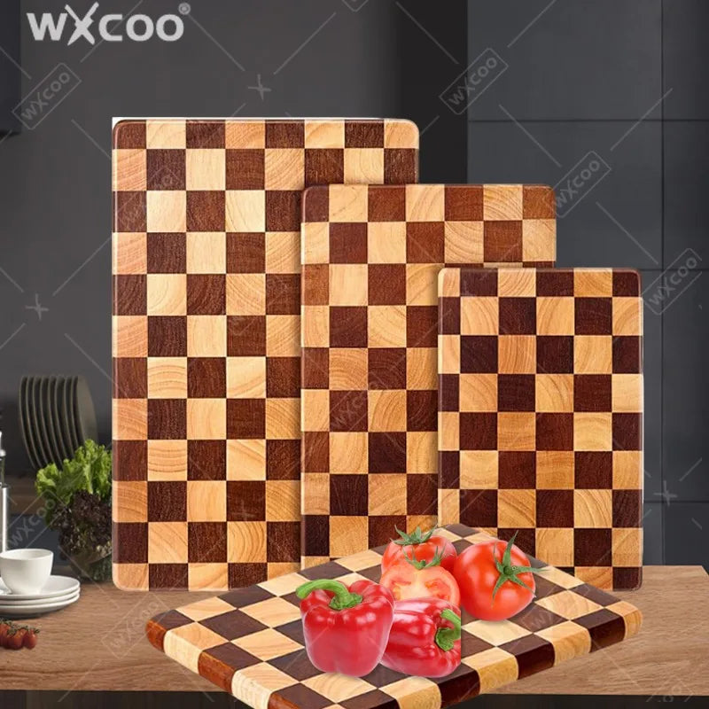 WXCOO Holzschneidebrett Spleißbrett Schachbrettmuster für Küchenarbeitsplatte Schneidebrett für Obst Gemüse Gadget