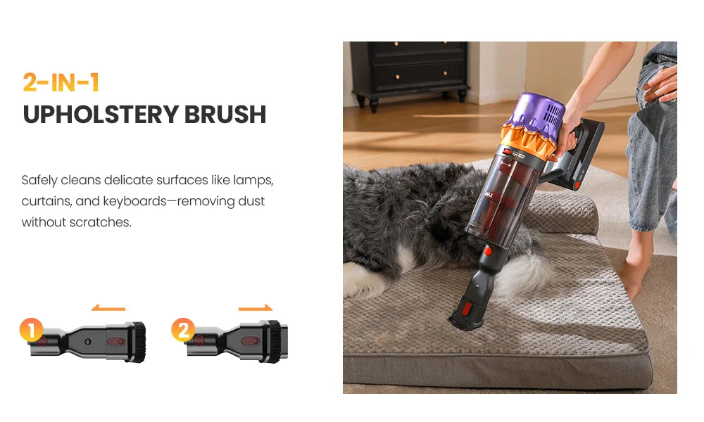 Erabros EV5 550W 70KPA Cordless Vacuum Cleaner with Ultra-Strong Suction Power, 80 Minutes Runtime, Smart Handheld Vacuum with 4 Modes