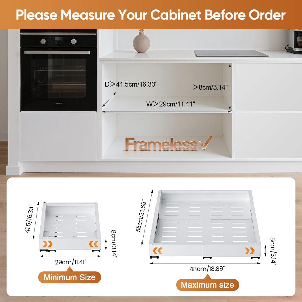 1/2PCS Scaffale da cucina Organizzatore per armadio estraibile Senza punzonatura Cassetti scorrevoli espandibili per armadio da cucina, dispensa, bagno