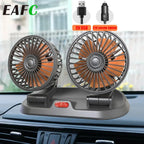 Ventilatore per auto EAFC 5V 12V a doppia testa con raffreddamento ad aria a 360° °   Mini ventilatore portatile USB regolabile per auto, accessori per auto a basso rumore