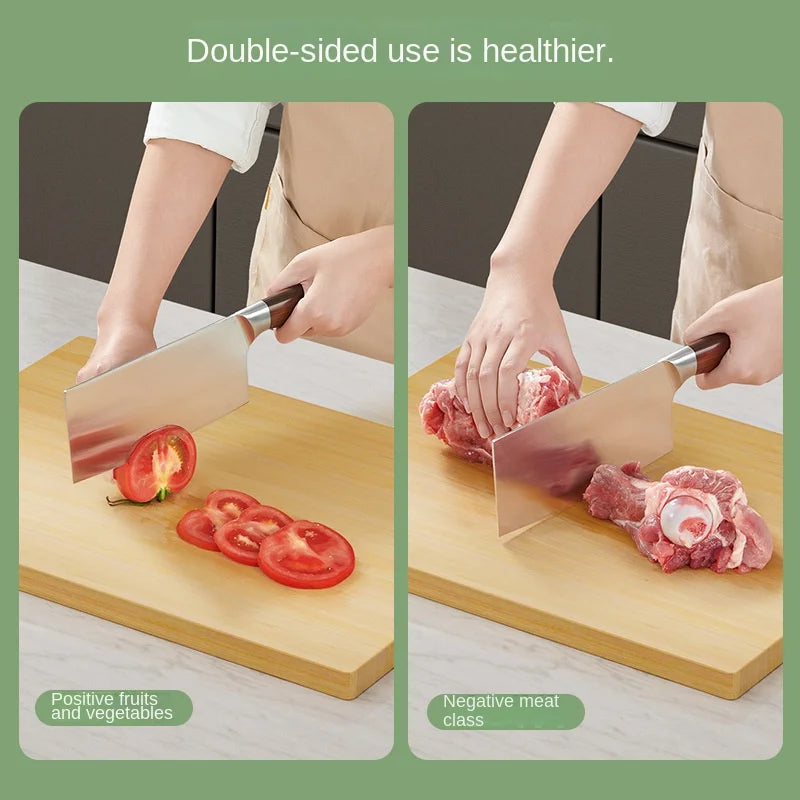 Doppelseitiges, dickes Schneidebrett aus Massivholz, antibakteriell, schimmelfrei, bruchsicher, verwendbar für Fleisch, Nudeln, Obst, Gemüse