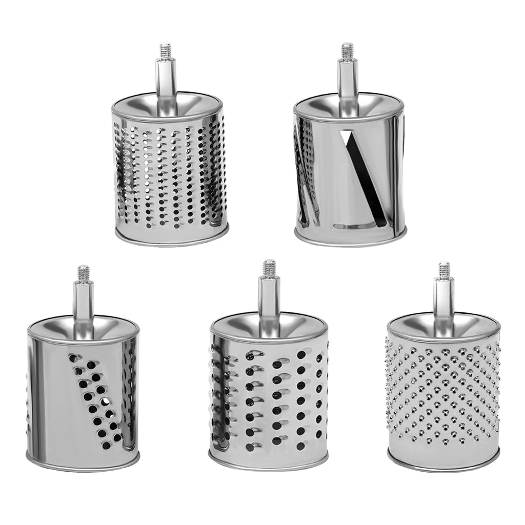Rotationsreibe mit 5 Klingen, manueller Edelstahl-Muser, Gemüseschneider, Erdnussnuss-Muser, Käse- und Gemüsehobel