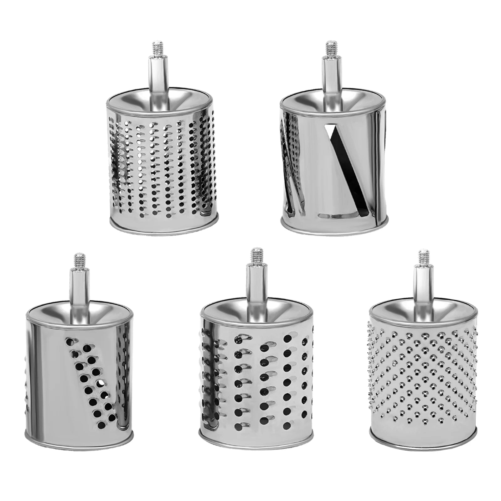 Rotationsreibe mit 5 Klingen, manueller Edelstahl-Muser, Gemüseschneider, Erdnussnuss-Muser, Käse- und Gemüsehobel