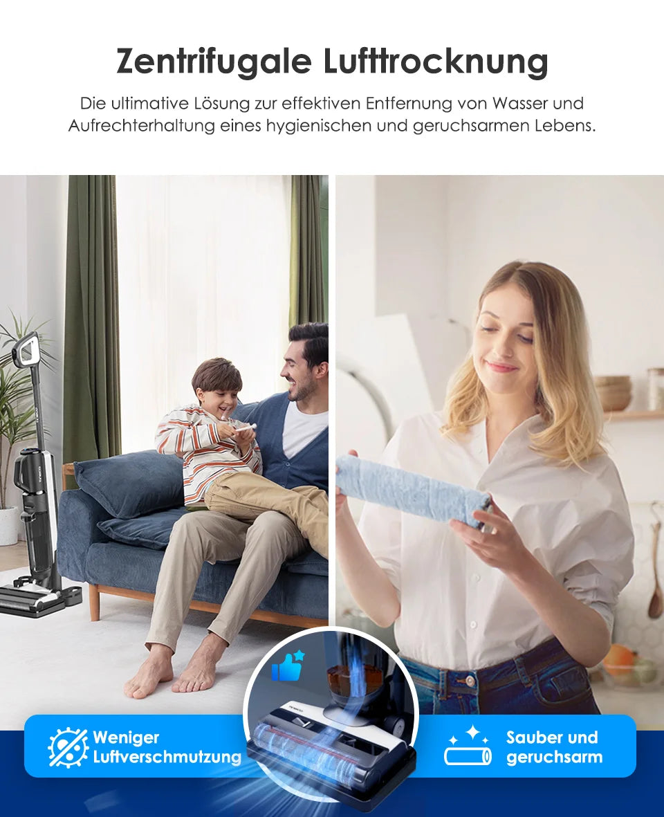 Tineco Floor One S5 Combo Smarter Nass-/Trockensauger mit iLoop-Technologie, 5-in-1 Nasssauger für Tierhaare, Hartböden, LED-Display, Wi-Fi