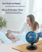Ventilatori silenziosi WOWDSGN, 6 velocità regolabili, 3 modalità, 22 dB, neri, timer da 9 ore, ventilatore da tavolo per scrivania da ufficio per studenti, cucine, soggiorno