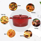 Pentola per zuppa domestica Pentola smaltata con coperchio Smalto ceramico Resistente al calore Due orecchie Pentola antiaderente Fornello a induzione a gas Utensili da cucina