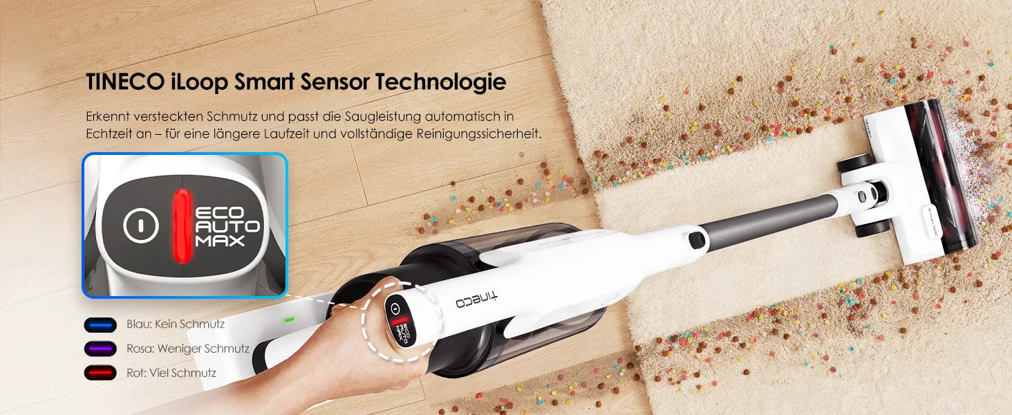 Tineco A30S, Kabelloser Staubsauger, 160 W Saugleistung, 60 Minuten Laufzeit, 1 l Staubbehälter, ZeroTangle-Bürste, PureCyclone-Technologie, LED-Licht