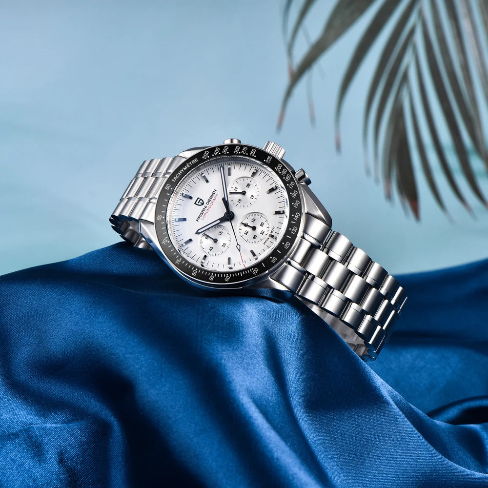 PAGANI DESIGN New Moon Orologio al quarzo di lusso da uomo Cronografo sportivo AR Vetro zaffiro Orologio da polso luminoso per il tempo libero da uomo