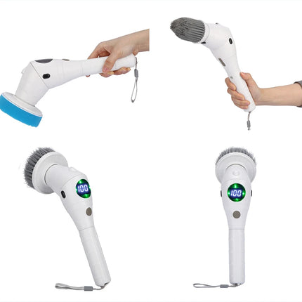 8-in-1 electric brush with lamp, 4400mAh, cordless electric rotary brush, corner brush for kitchen cleaning