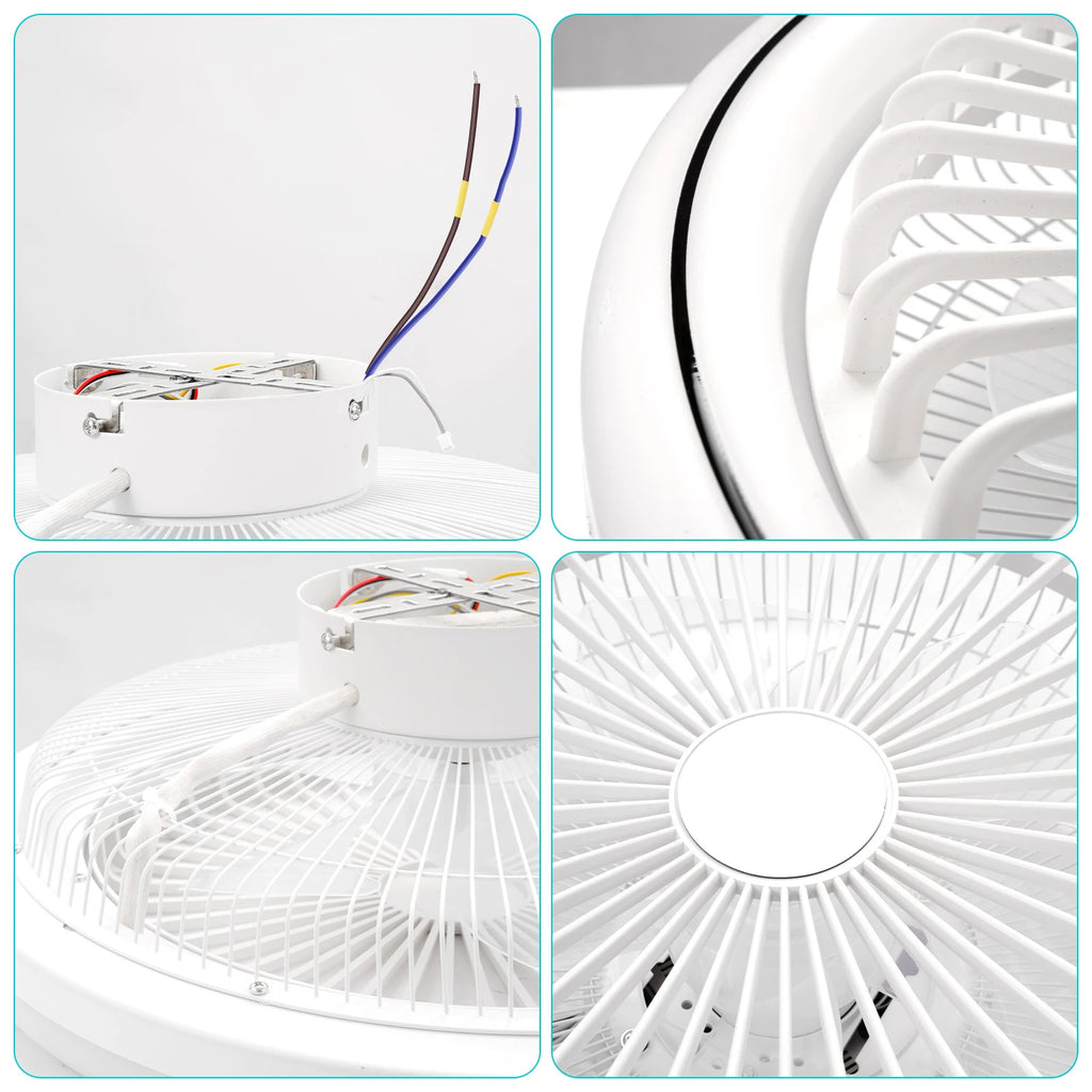 Ventilatore da soffitto con luce LED, telecomando, dimmerabile, 220V, bianco