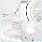 Ventilatore da soffitto con luce LED, telecomando, dimmerabile, 220V, bianco