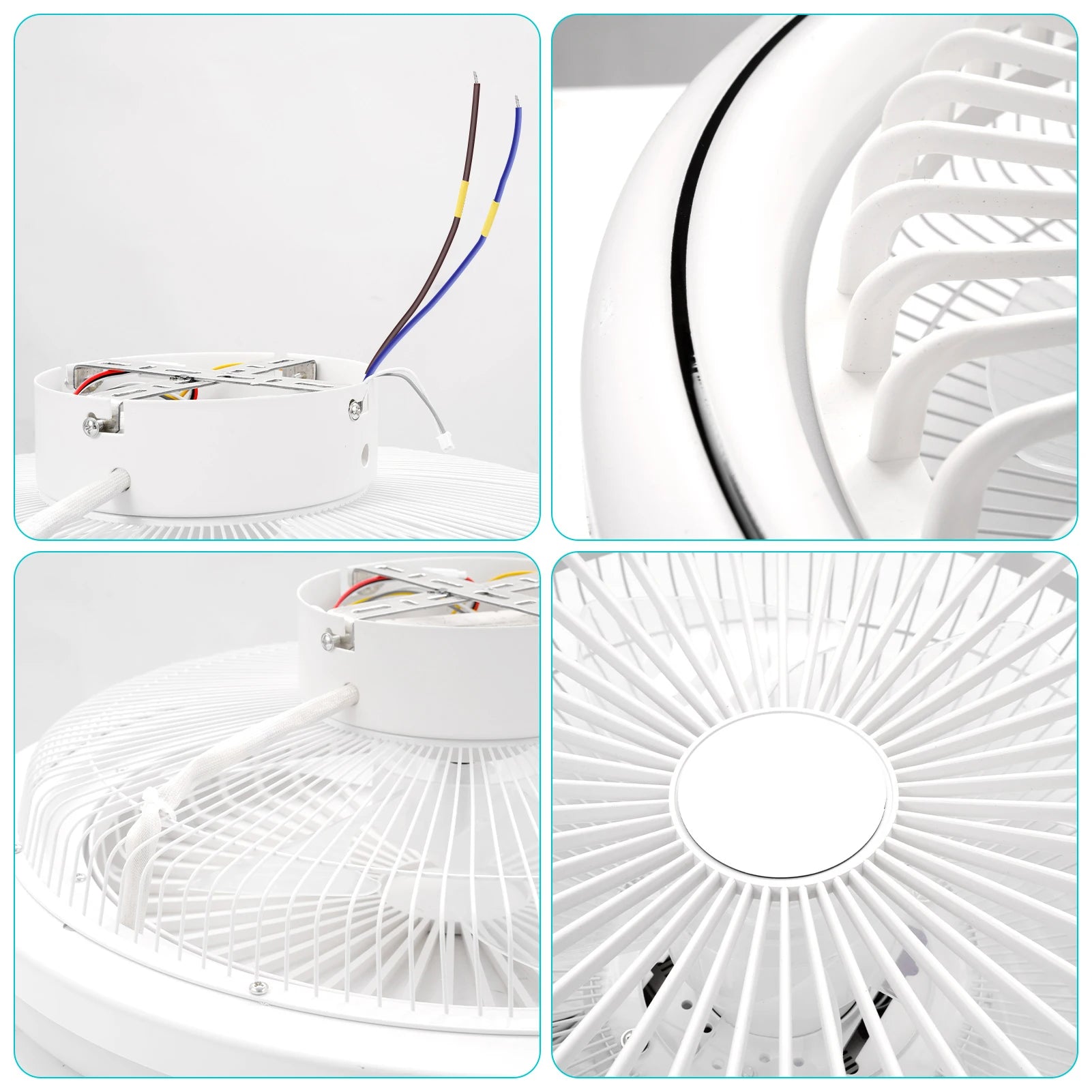Ventilatore da soffitto con luce LED, telecomando, dimmerabile, 220V, bianco