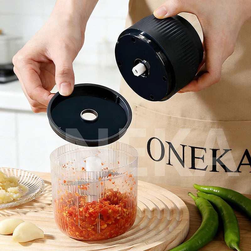 Elektrischer Mini-Zerkleinerer mit 6 Klingen, USB-betrieben, für Knoblauch, Chili, Ingwer, Gemüse, Babynahrung - Küchengerät