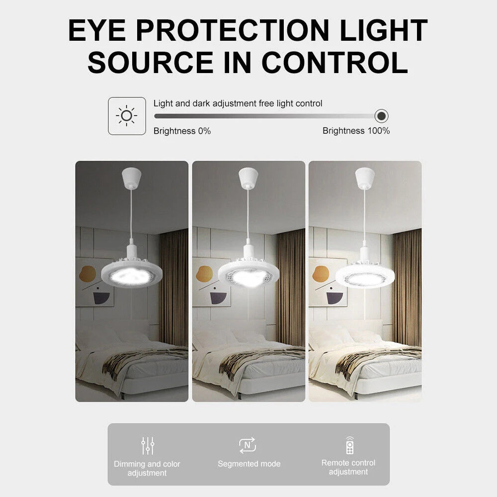 Lampada Ventilatore E27 da Soffitto 30W LED Bianco con Telecomando