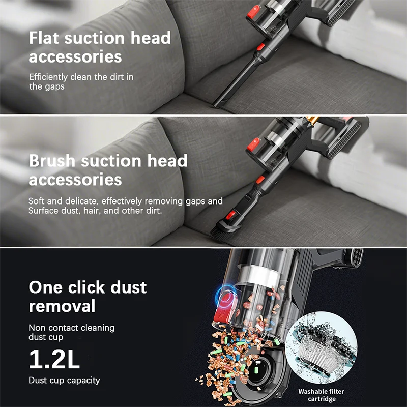 MPQU 550W Akku-Stielstaubsauger Handstaubsauger 50kPa Starke Saugkraft Abnehmbarer Akku Touchscreen HEPA-Filter Elektrischer Besen Schneller Versand aus Polen