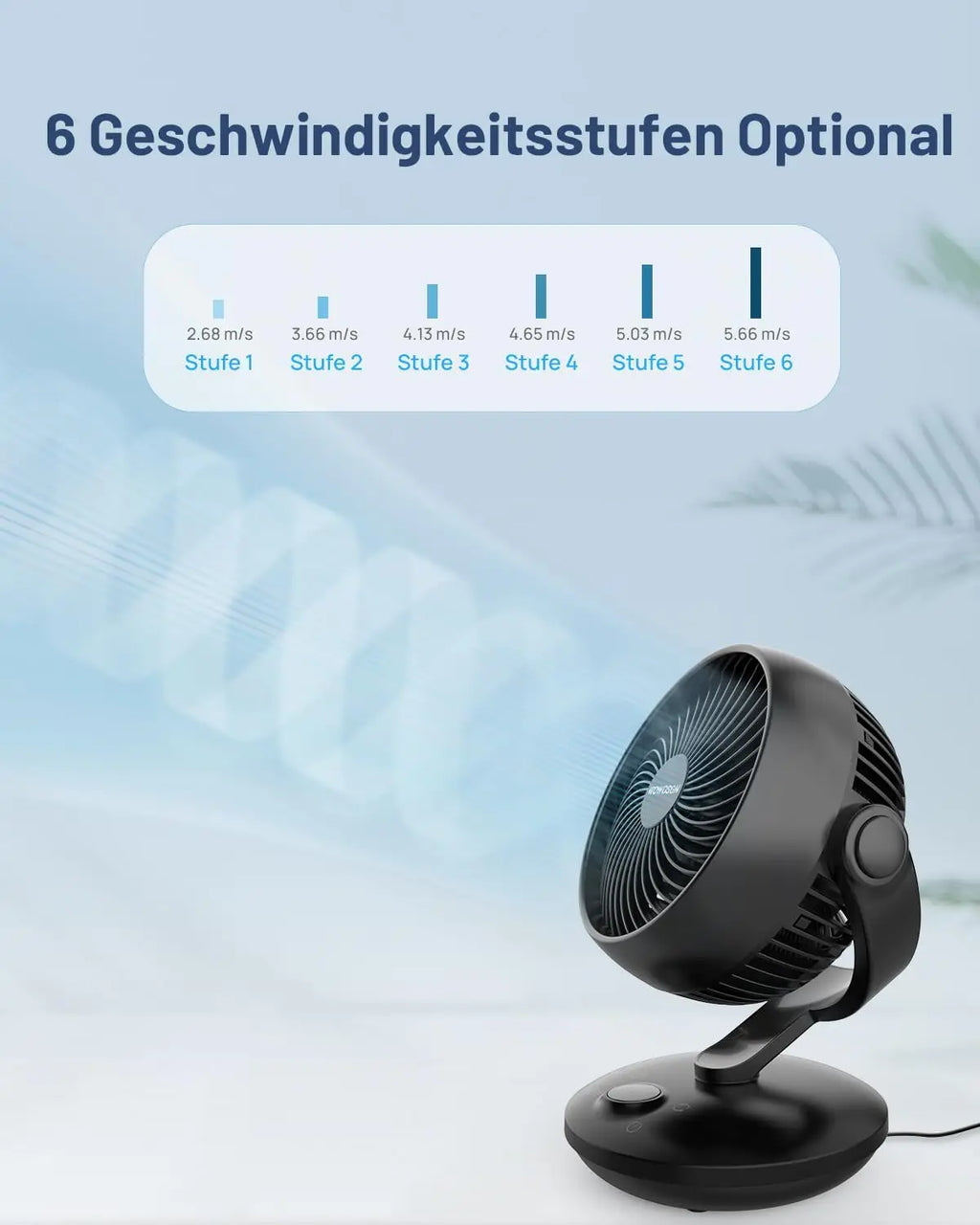 Ventilatori silenziosi WOWDSGN, 6 velocità regolabili, 3 modalità, 22 dB, neri, timer da 9 ore, ventilatore da tavolo per scrivania da ufficio per studenti, cucine, soggiorno