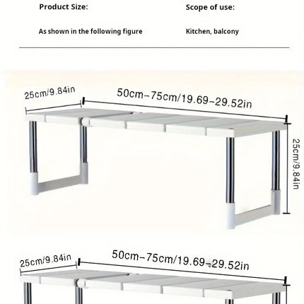 Adjustable Under Sink Storage Shelf, Expandable Kitchen and Bathroom Cabinet Organizer, Durable Multi-layer Space-Saving Pot Rack