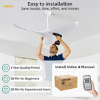 Ventilatore da soffitto Sofucor da 38 pollici silenzioso a corrente continua con luce LED, telecomando e 6 velocità, alta velocità del vento