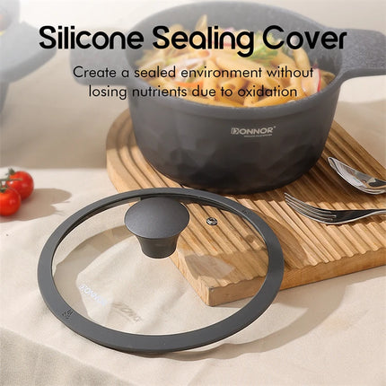 DONNOR 16 Pezzi Set di Pentole con Coperchio per Induzione, Pentola Multiuso per Stufato e Zuppa JT450