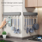 Scaffale da cucina non perforato Scaffali montati a parete Accessori per utensili da cucina con organizer porta cucchiaio con gancio mobile