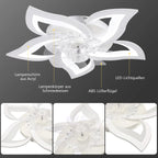 Ventilatore da soffitto da 60 W con illuminazione, design a 5 luci, ventilatore da soffitto silenzioso con illuminazione, dimmerabile, telecomando con velocità del vento regolabile
