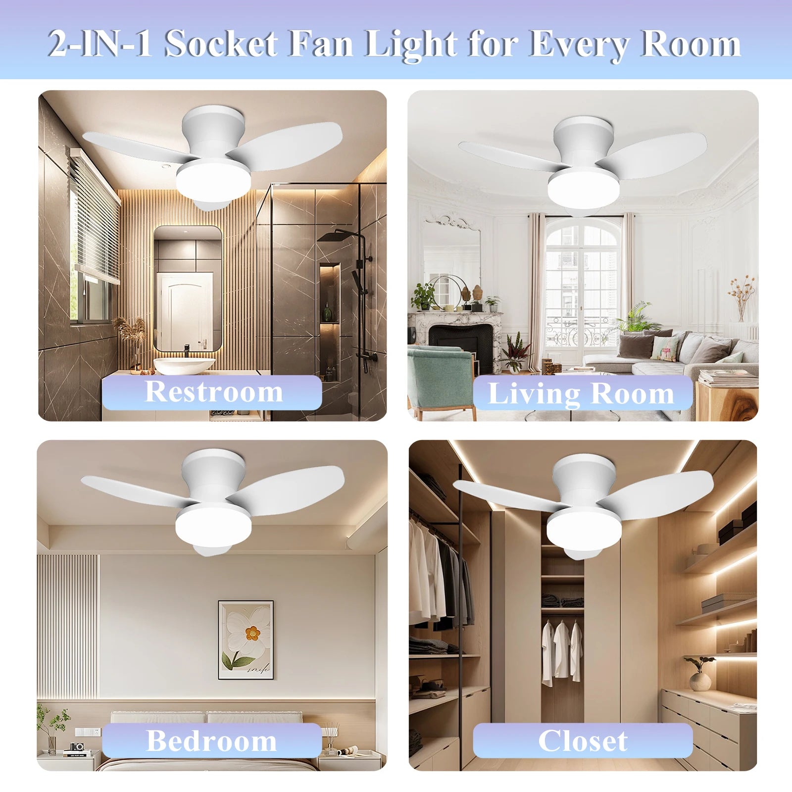 Ventilatore da Soffitto Moderno con Luci, Motore DC Silenzioso, Telecomando