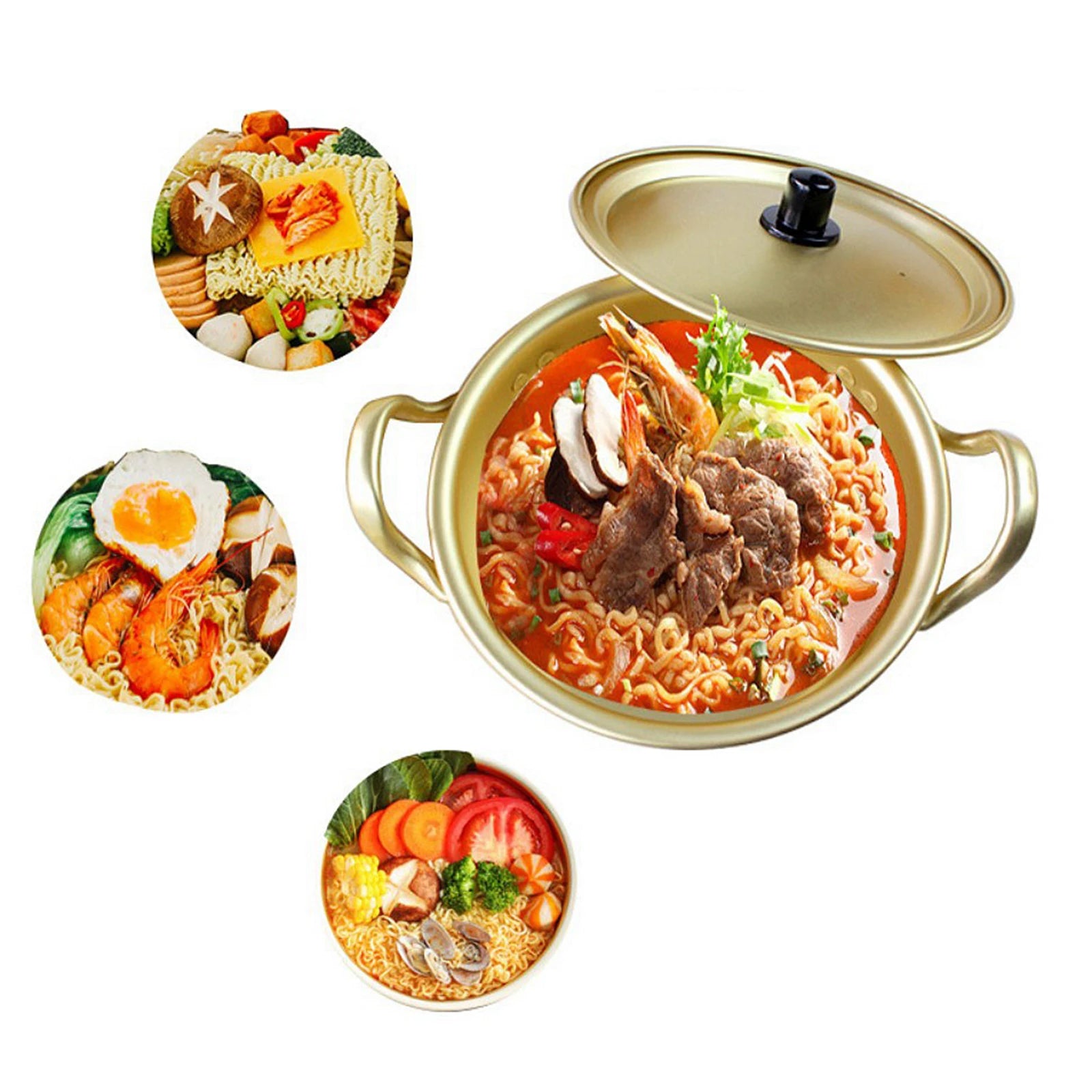 Koreanischer Ramen-Topf Nudeln Paomian Verdickter gelber Aluminiumtopf Suppentopf Hot Pot Goldene Küche Kochgeschirr Wok