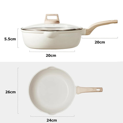 DONNOR Padella con coperchio, padella antiaderente a induzione, padella per uova in granito, padelle per frittata con manico resistente al calore JT280