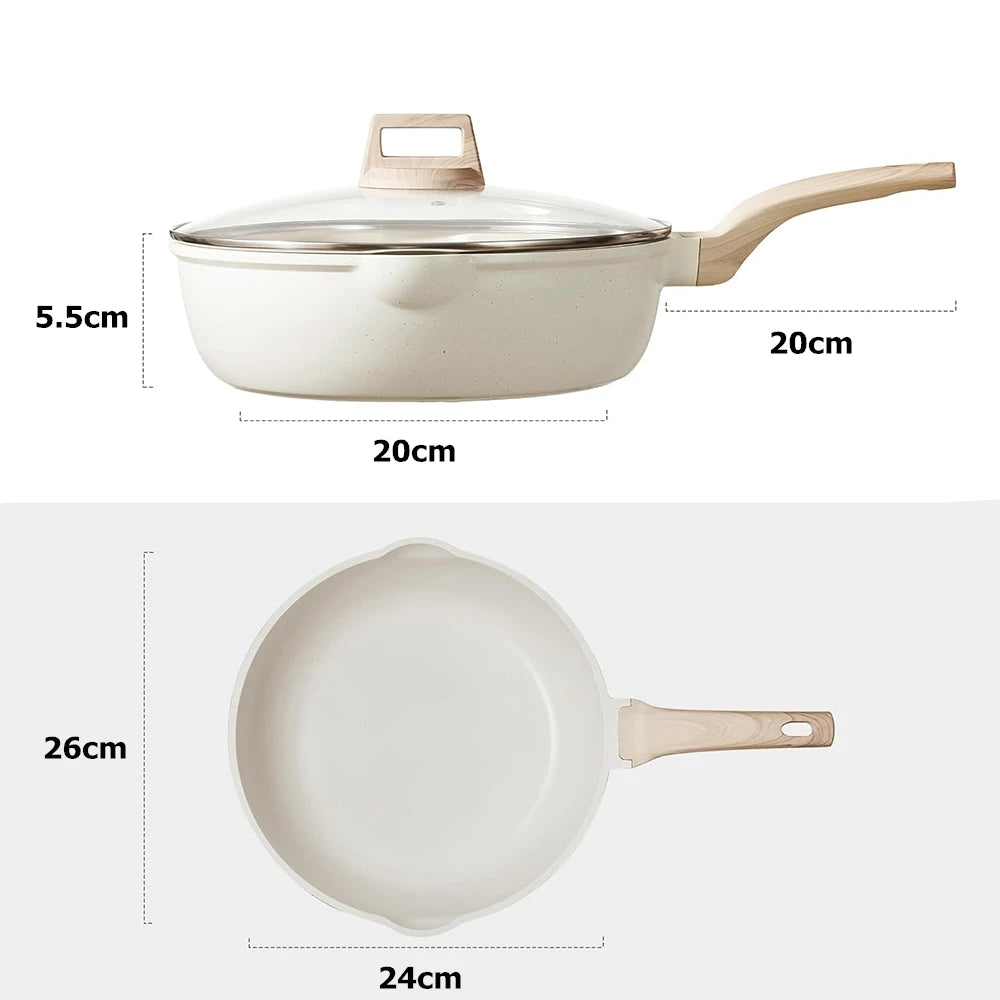 DONNOR Padella con coperchio Padella antiaderente a induzione Padella per uova in granito Padelle per frittata con manico resistente al calore JT280