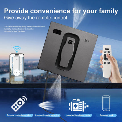 PuRuiKai Window Cleaning Robot, Dual Water Spray, App Control, High Suction, Laser Sensor, Robot for Cleaning Home Windows and Walls