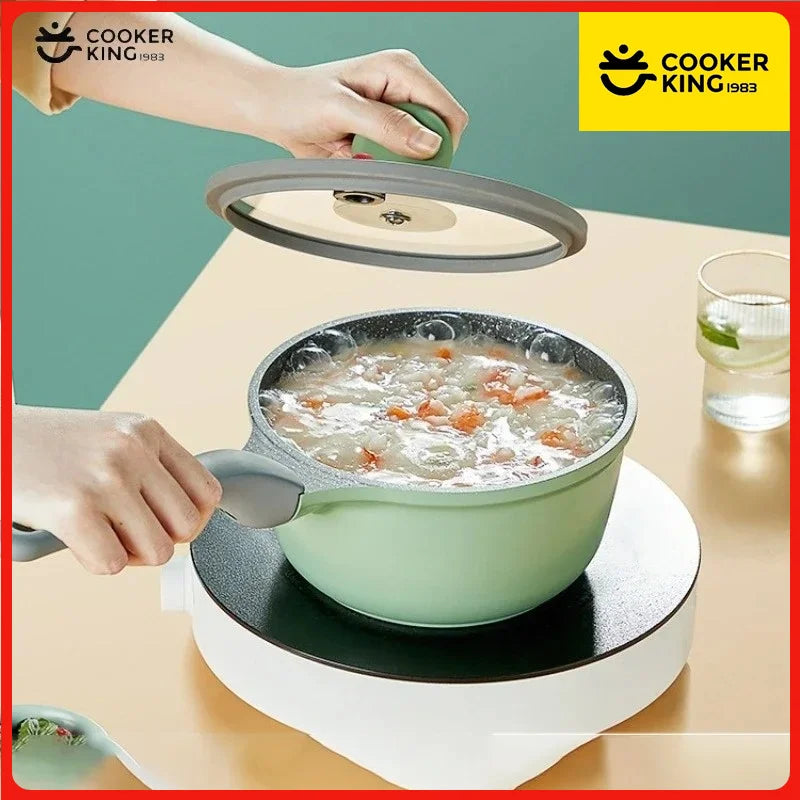 COOKER KING Pentola per il latte Padella antiaderente Micro pressione Rivestimento in pietra medica Pentola per alimenti per bambini Latte caldo Tagliatelle istantanee Pan Mini Pentola