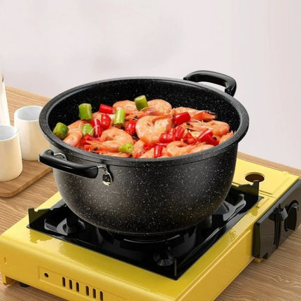 Maifan Stone Pot with Lid, Non-stick Pot with Two Handles, Healthy Cooking Pot for Gas and Induction Hobs, Home Use