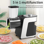 Elektrischer 5-in-1 Gemüseschneider, Reibe für Käse, Karotten und Kohl, Küchenmaschine
