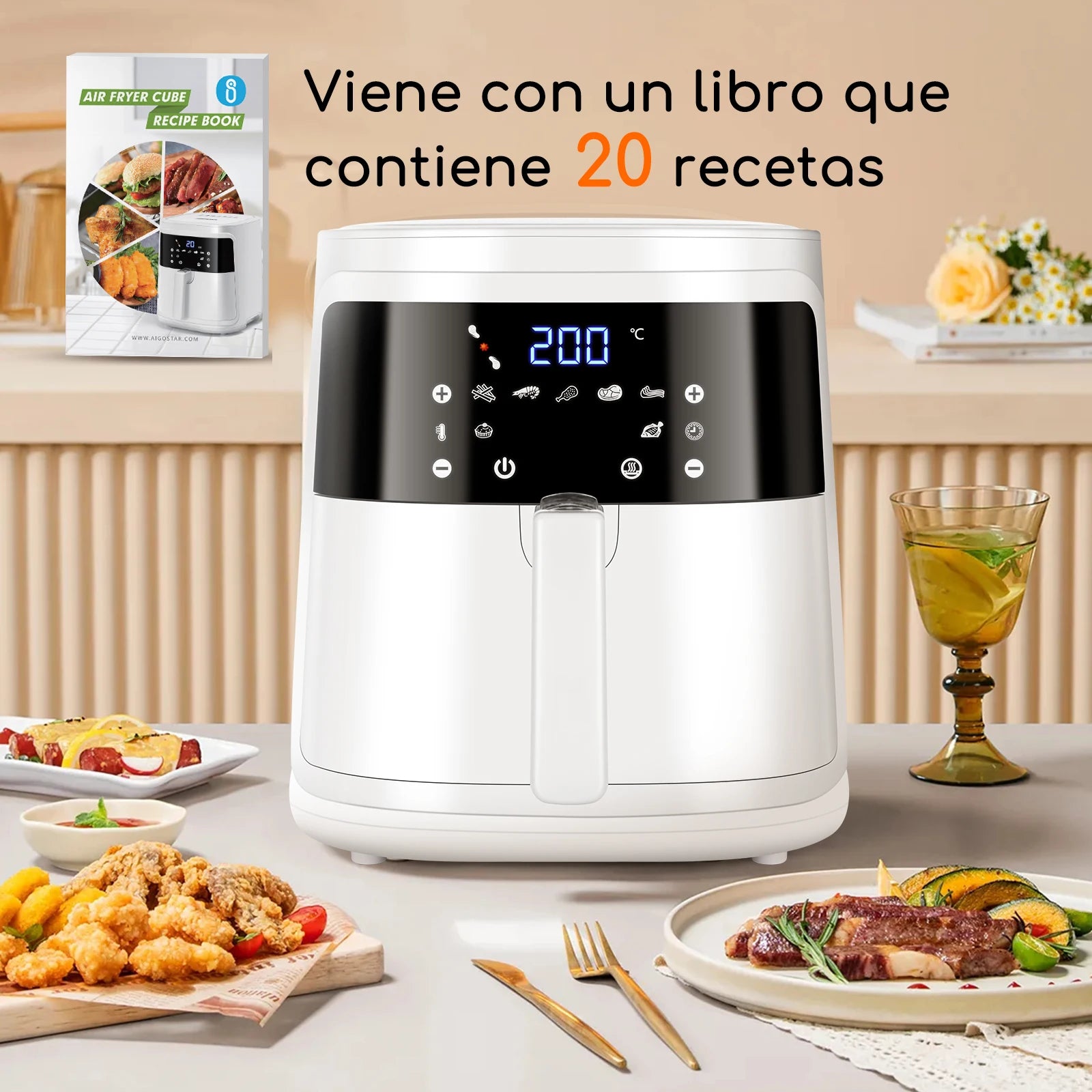 Aigostar White Cube 7L 1900W Friggitrice ad Aria Intelligente con Controllo App e WiFi