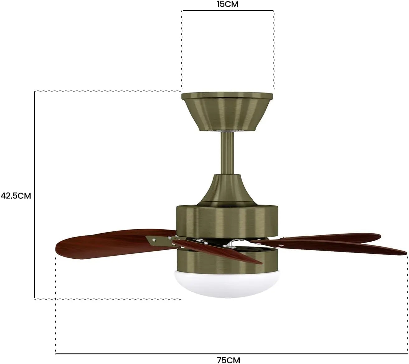 Ventilatore da soffitto a 6 pale E27 con luce, verde antico, lampadina non inclusa