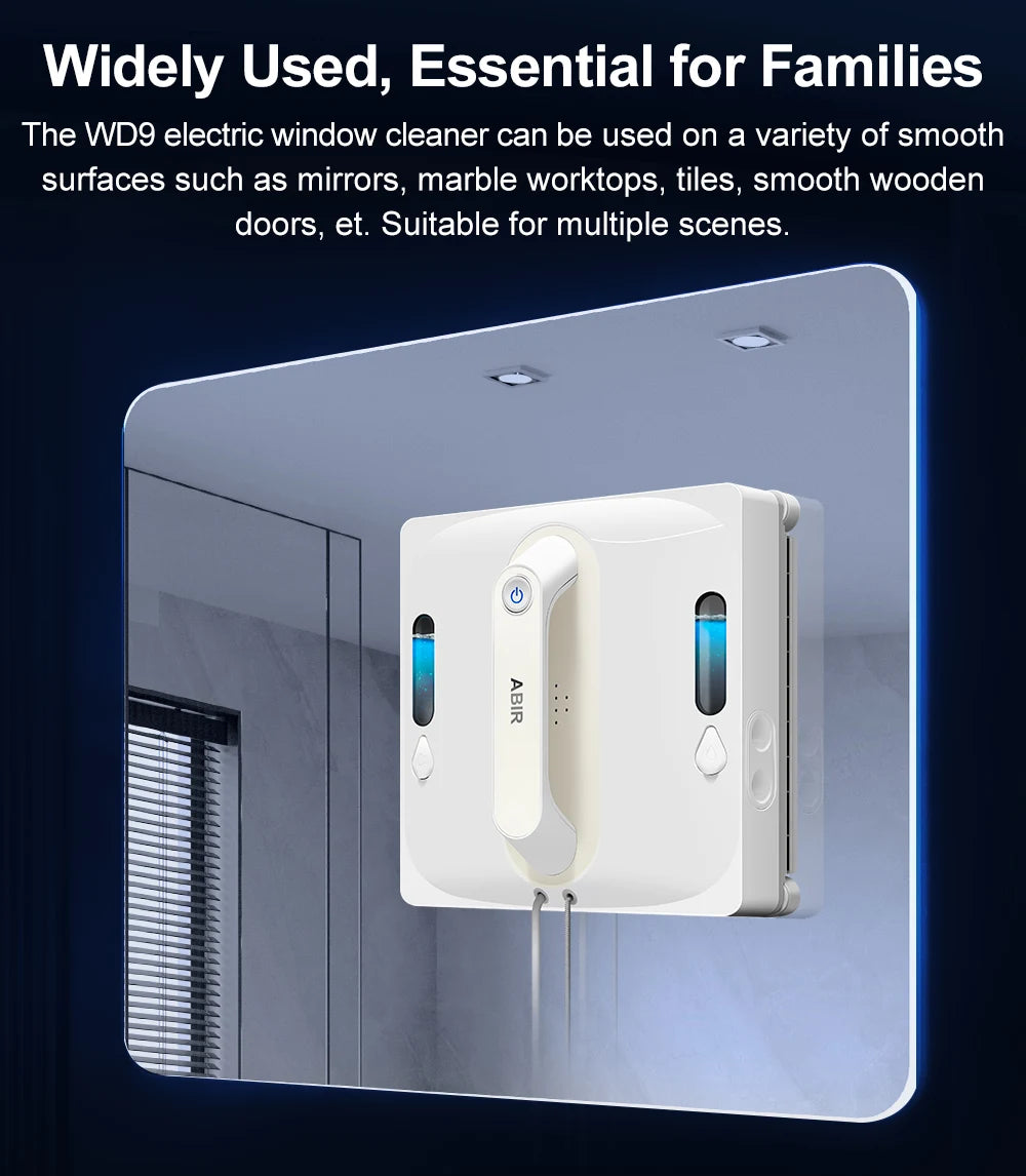 Fensterputzroboter ABIR WD9, 4-Wege-Wassersprühsystem, schwebende Wischtechnologie, Lasersensor, 9000PA Saugkraft, intelligente Speicherung